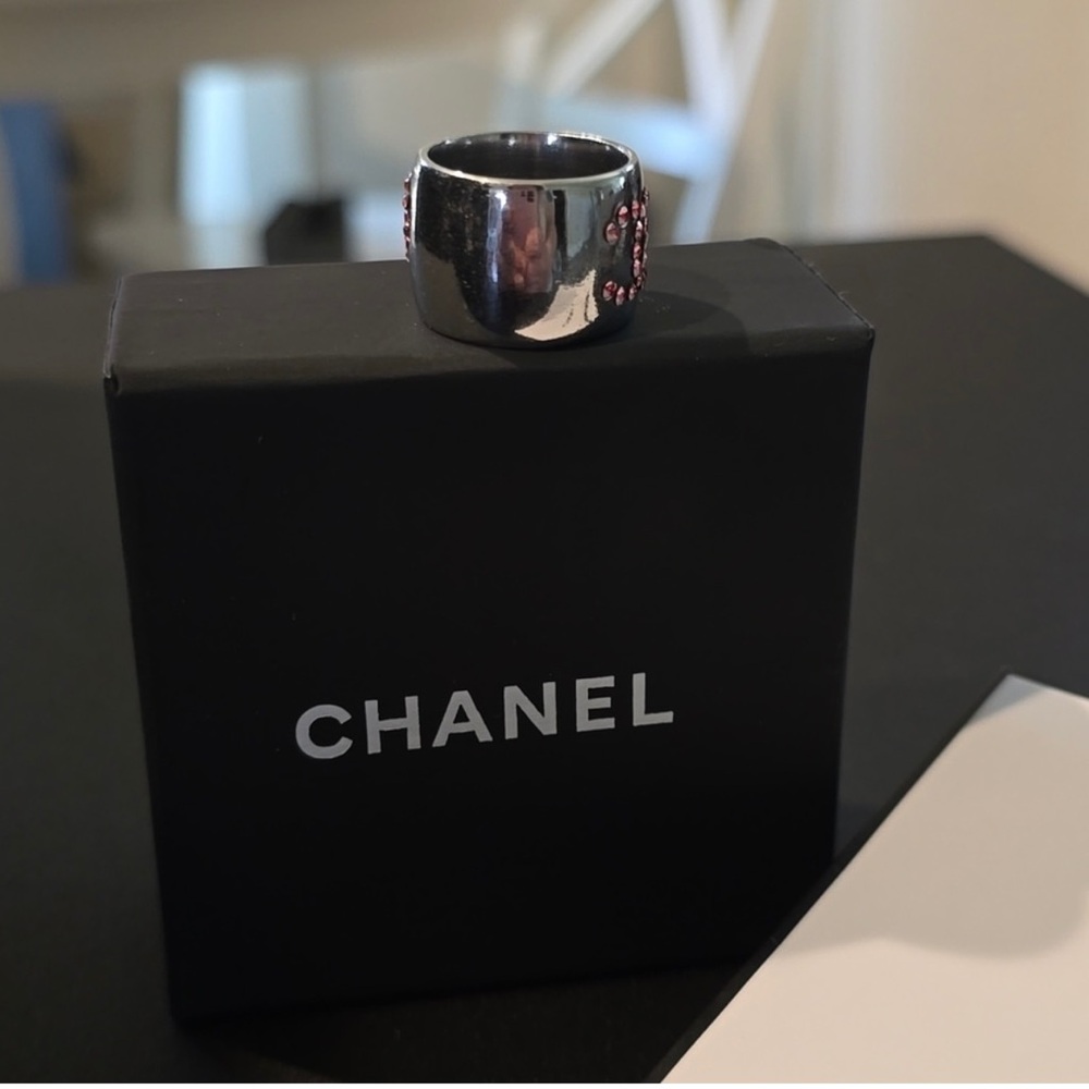 Chanel Silver Pink Gemstone Statement Ring.. Like… - image 5